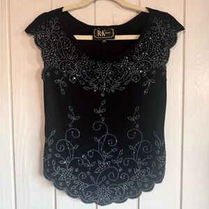 Vintage R&K Black Sequin Top
